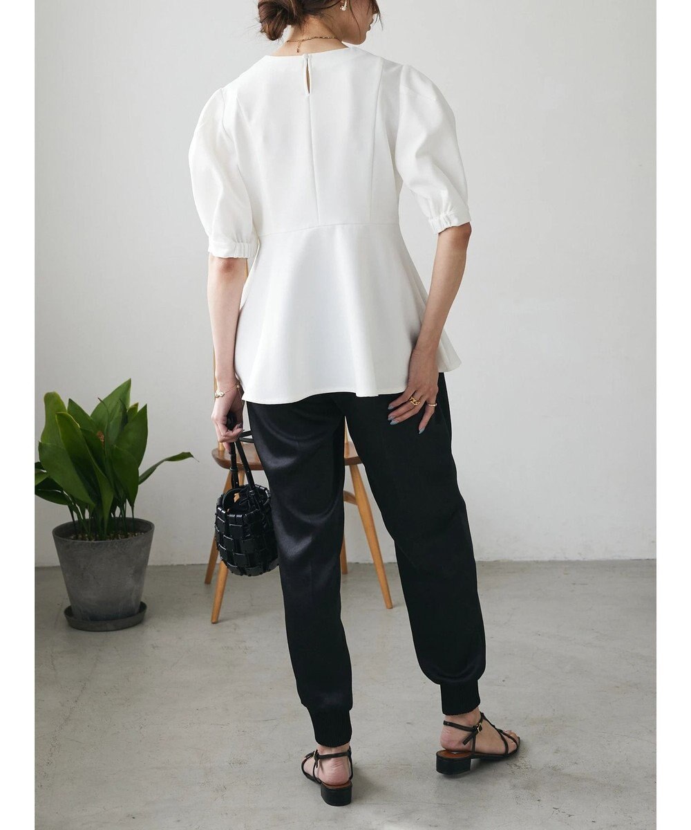 Green Parks AnriettMusee パフスリーブペプラムブラウス 