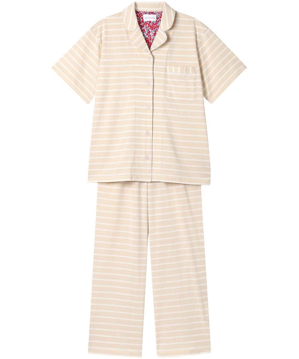 une nana cool 【綿100％】やわらか天竺ボーダー半袖パジャマ MADE WITH LIBERTY FABRIC 