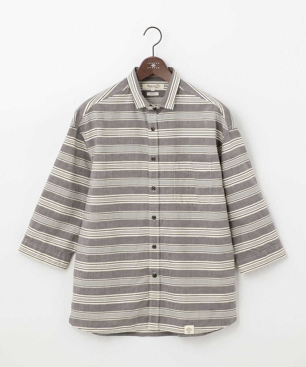 JOSEPH ABBOUD MOUNTAIN 【SPACE／UNISEX】七分袖 ランダムボーダー シャツ 