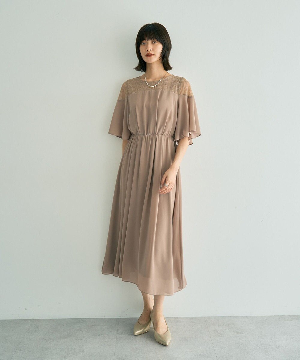 YECCA VECCA レース切替シフォンドレス 