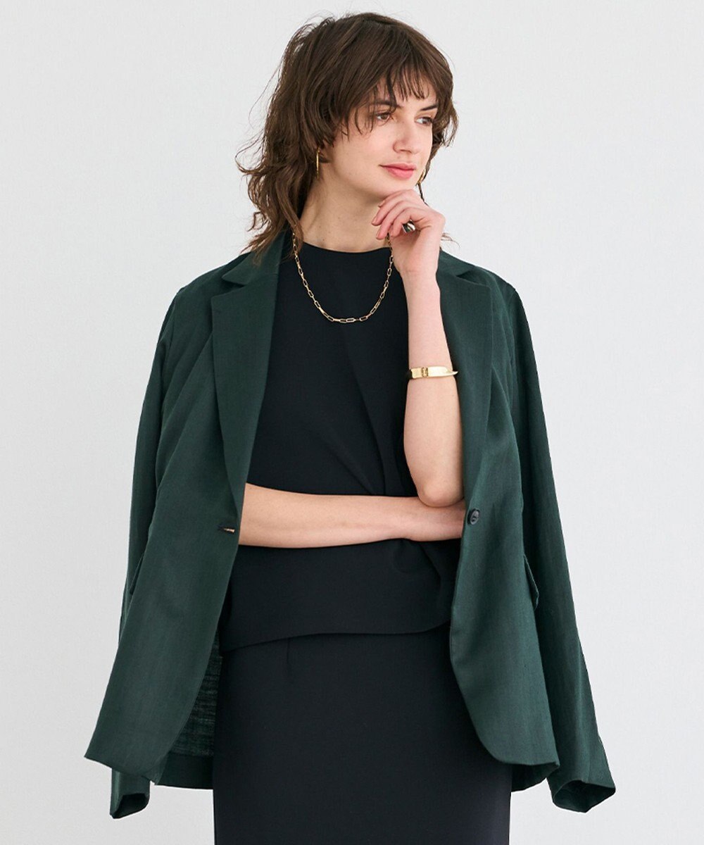 BEIGE， 【洗える】BERGAMOT / ウォッシャブルリネンバックドロストジャケット 