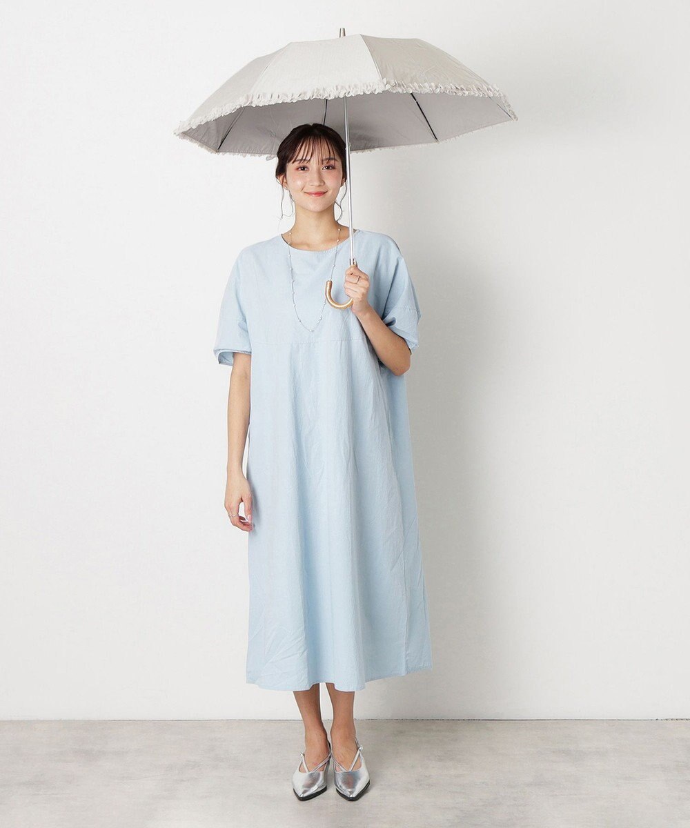 MOONBAT 【晴雨兼用日傘】LANVIN en Bleu (ランバン オン ブルー) 折りたたみ日傘 ドビーフリル 遮光 遮熱 UV 