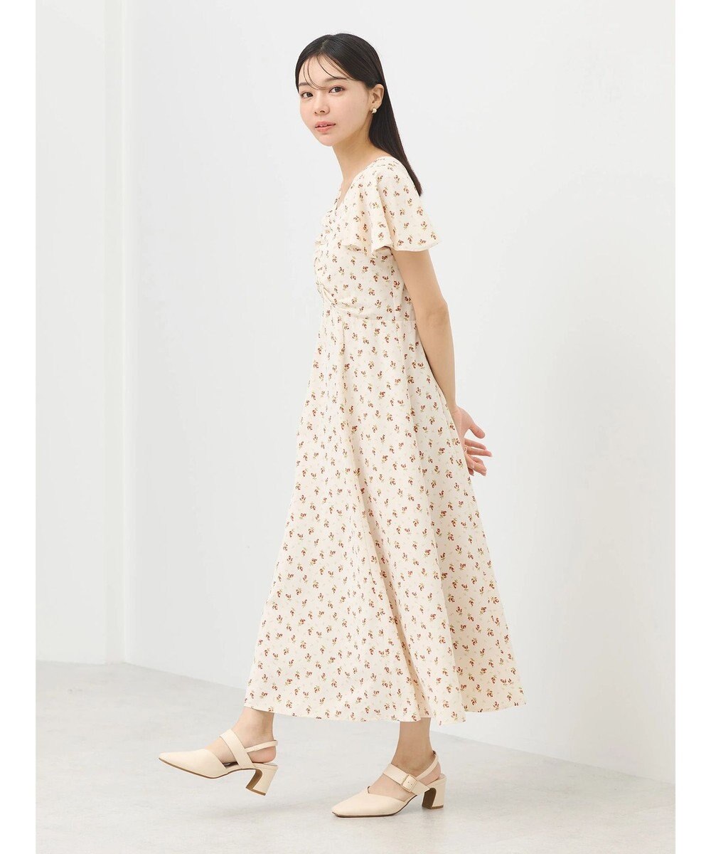 earth music&ecology フロントギャザーフラワーワンピース 