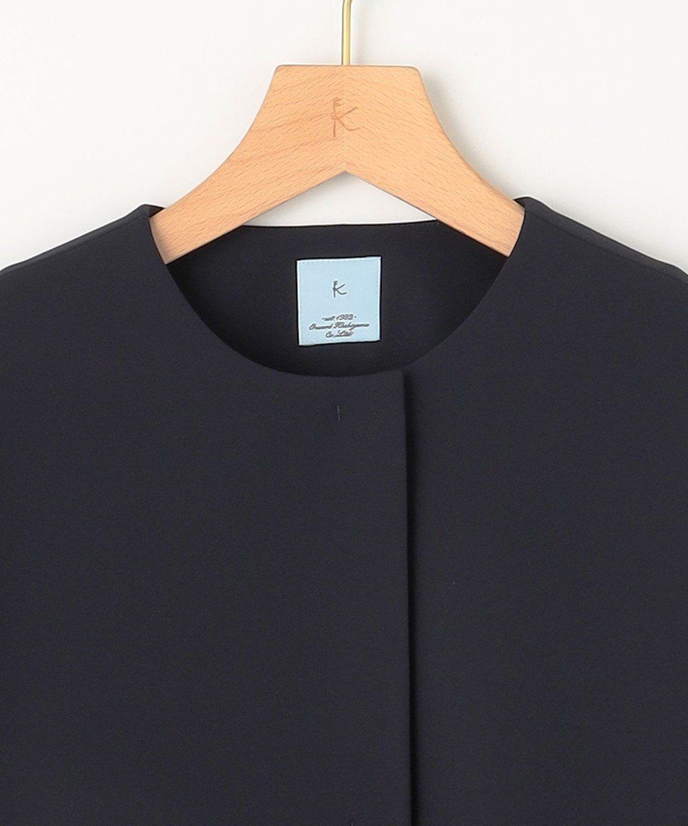 組曲 S 【KUMIKYOKU NAVY】ダブルクロスストレッチ ノーカラーコート 