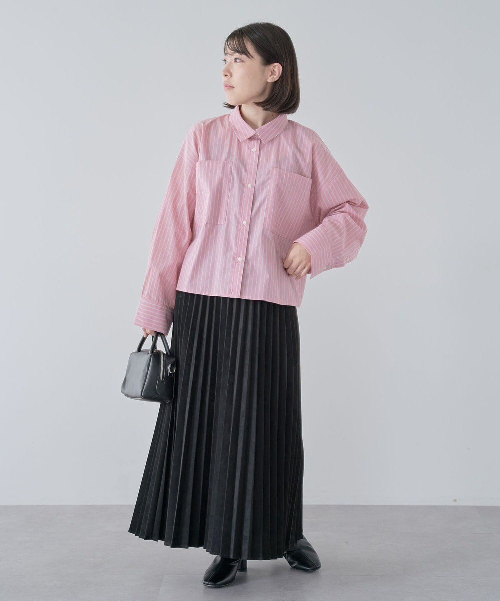 Green Parks イージーケアショート丈ストライプシャツ 