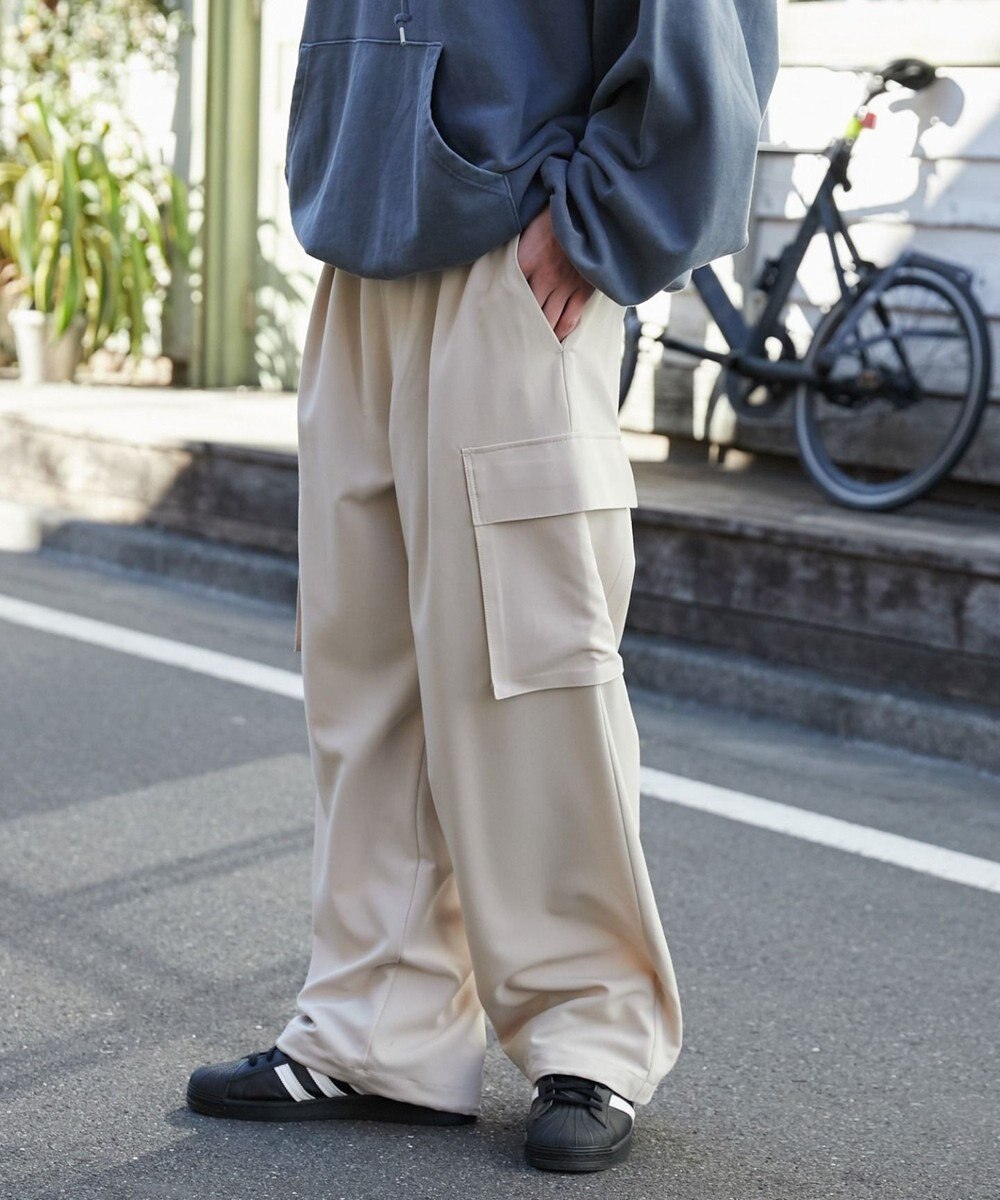 WEGO 【ウエストゴム/MLサイズ展開】イージーワイドカーゴスラックス 