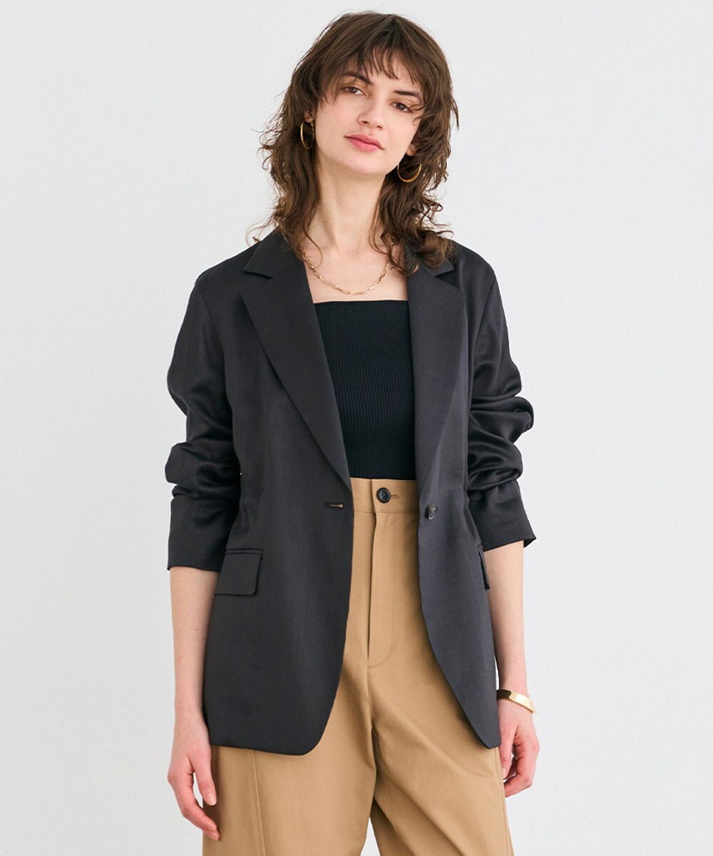 BEIGE， 【洗える】BERGAMOT / ウォッシャブルリネンバックドロストジャケット 