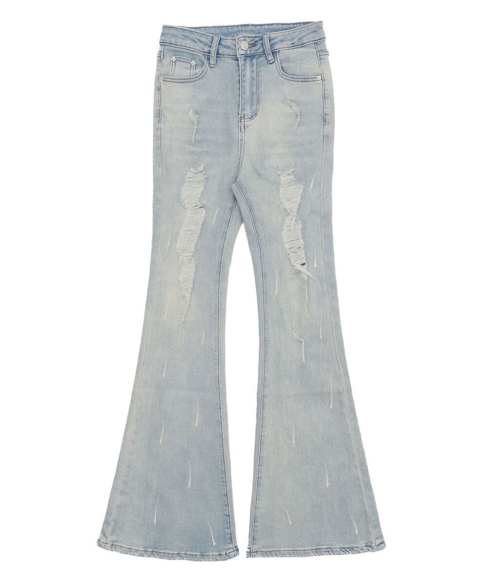 WEGO 【美脚】ダメージフレアデニム 