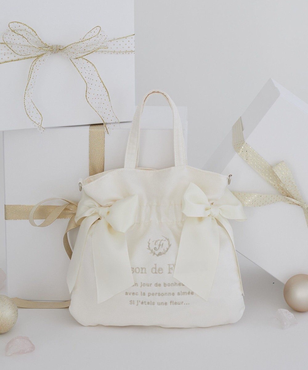 Maison de FLEUR オーガンジーダブルリボン2Wayトートバッグ 
