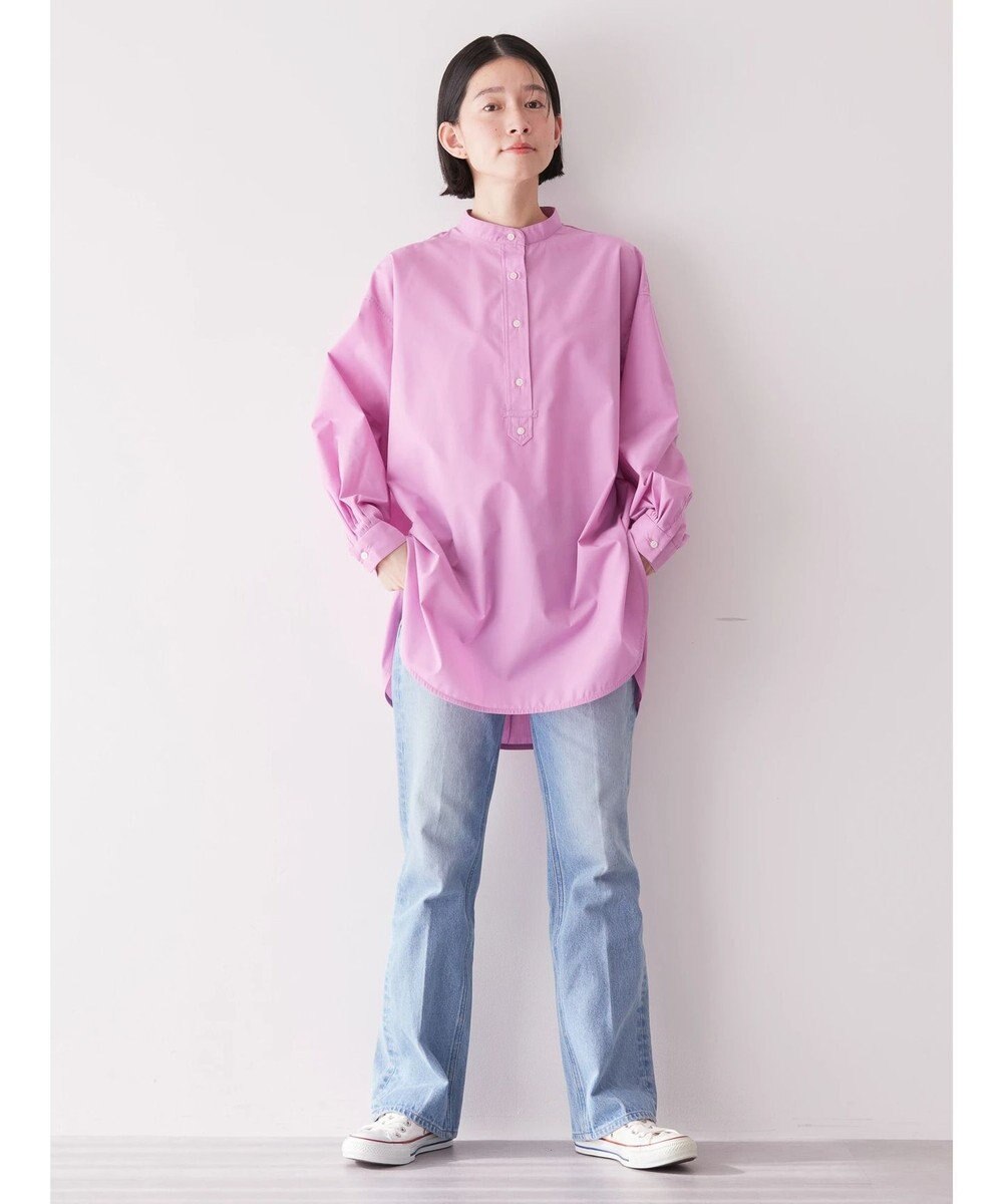 AMERICAN HOLIC イージーケアバンドカラーシャツチュニック 