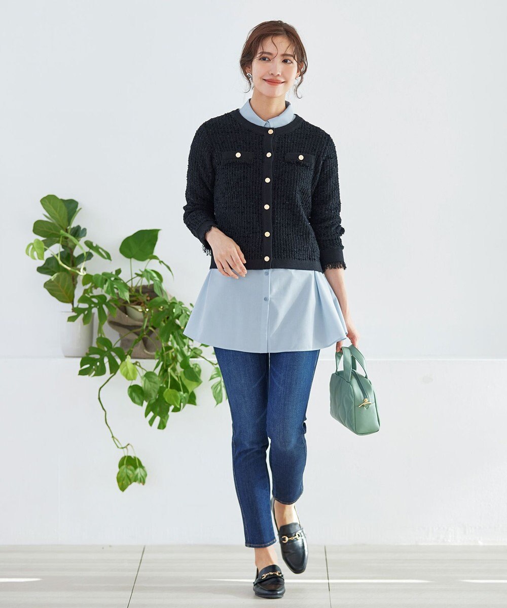 Tiaclasse 【洗える】フレアシャツチュニックブラウス 