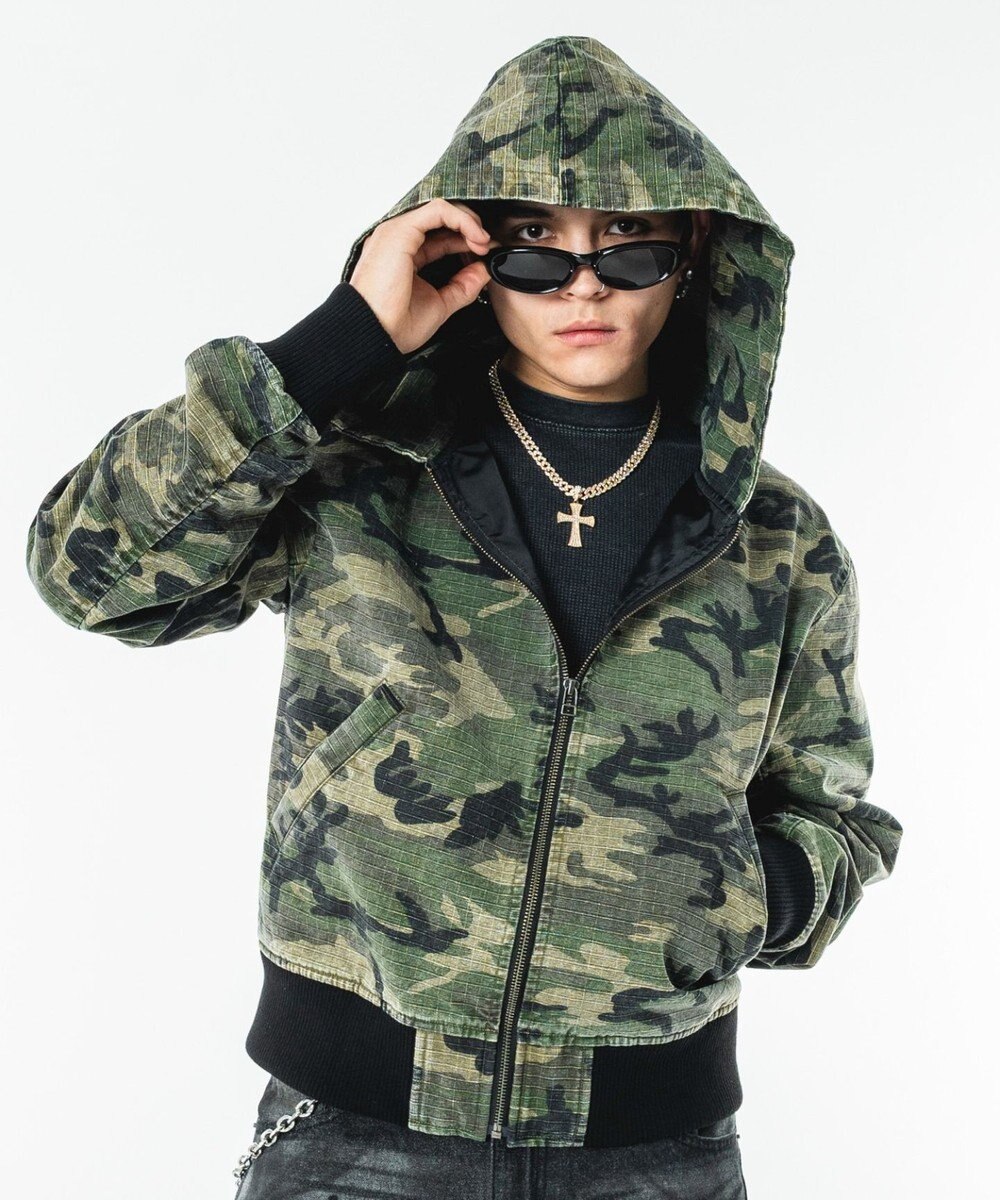 WEGO 【ユニセックス着用ITEM】リップストップフードブルゾン 