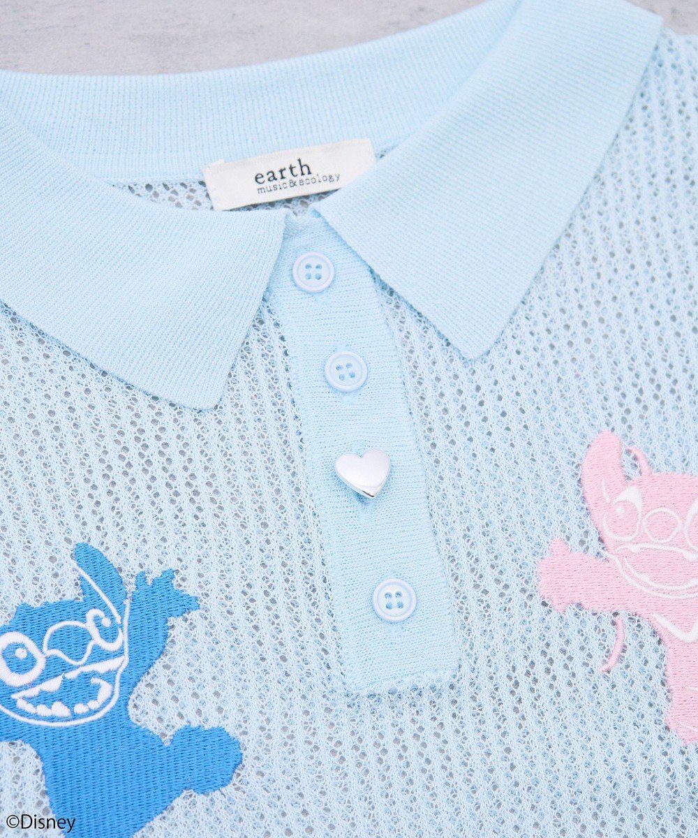earth music&ecology スティッチ／刺繍ハートボタンニットポロシャツ 