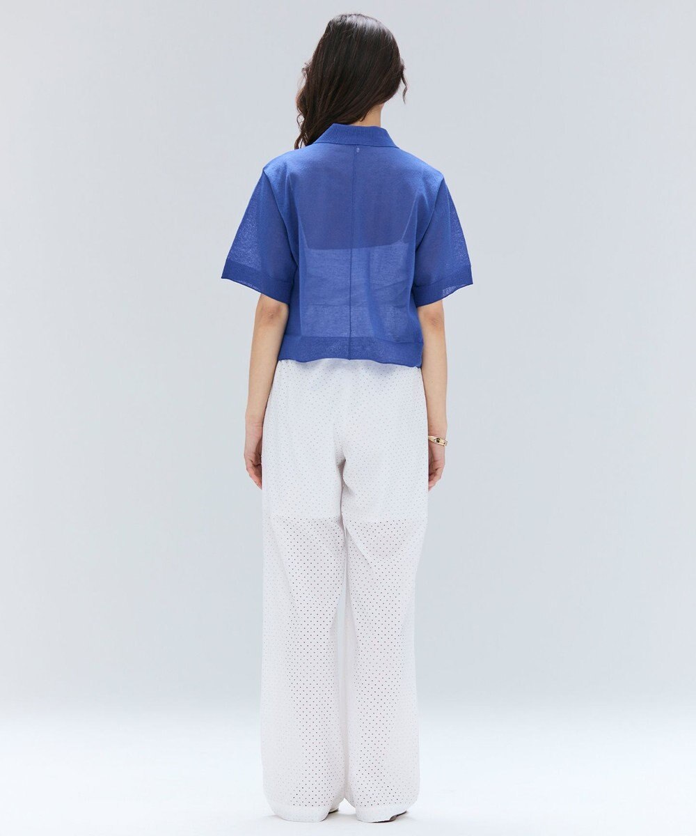 BEIGE， 【洗える・Oggi10月号掲載】MILANO / リネン混シアーポロカラーニット 