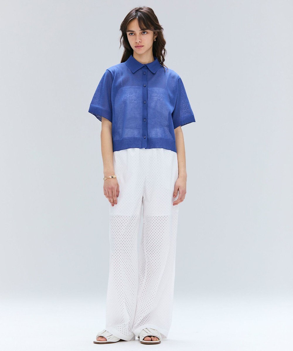 BEIGE， 【洗える・Oggi10月号掲載】MILANO / リネン混シアーポロカラーニット 