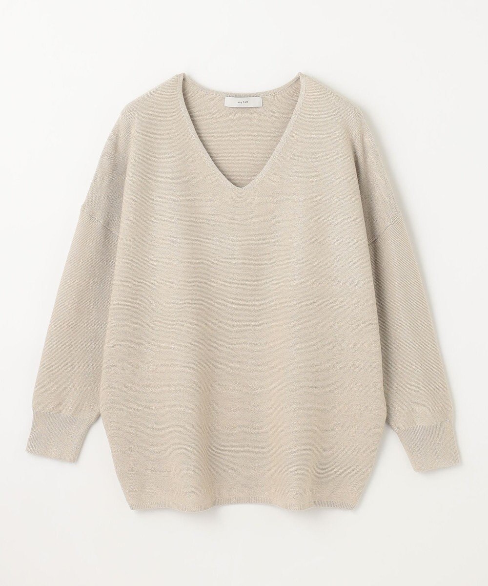 ANY 【洗濯機可】Ｖネックラメガーターニット 
