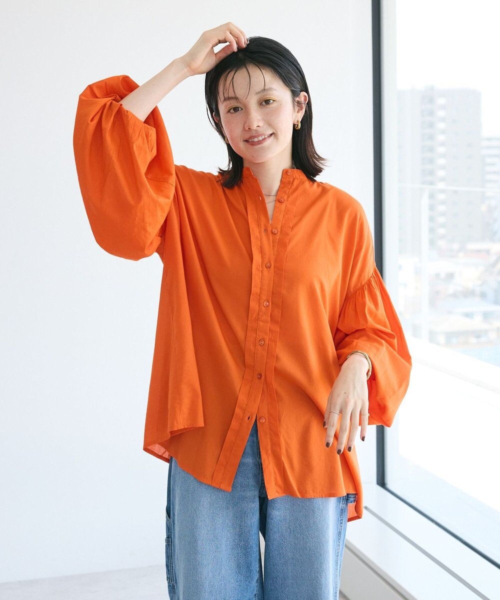 CRAFT STANDARD BOUTIQUE インド綿混パフスリーブシャツ 