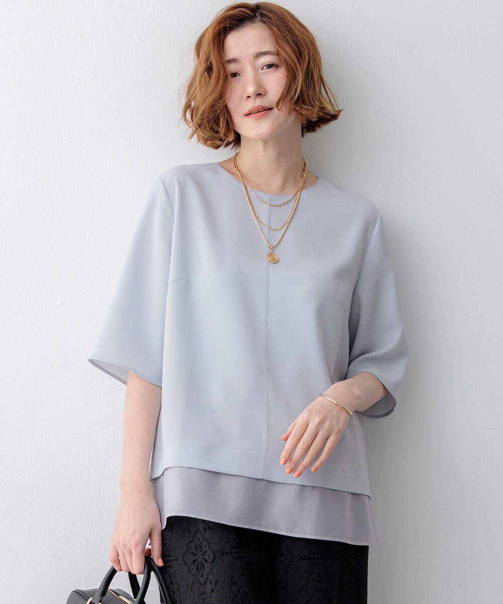 23区 【新色追加】ストレッチジョーゼット シアーコンビ カットソー 