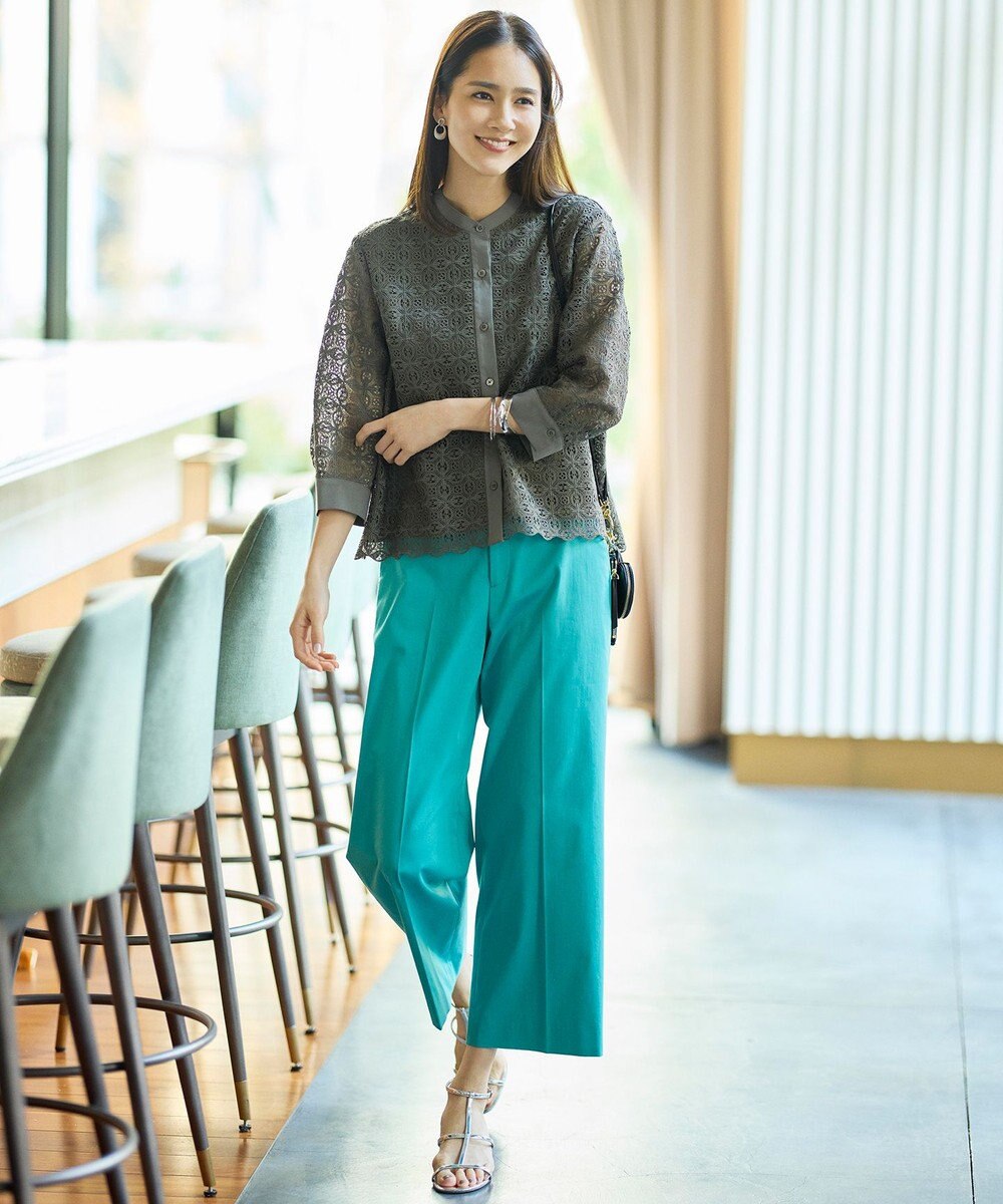 自由区 S 【カタログ掲載・定番人気・新色追加】コットンサテンクロップド丈ワイドストレート パンツ 