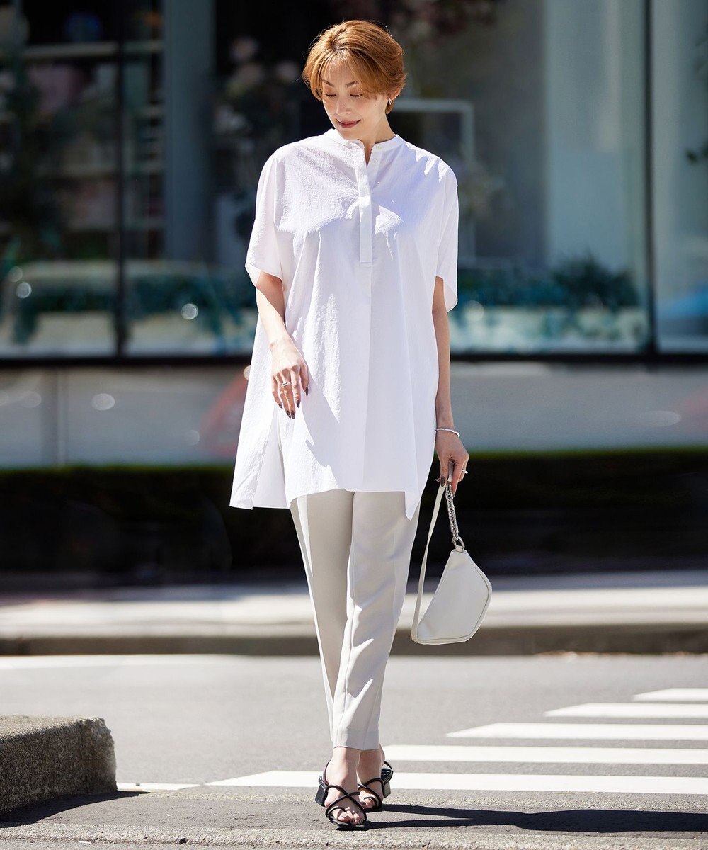 ICB 【洗える】ヴィンテージスパンブロード プルオーバーブラウス 