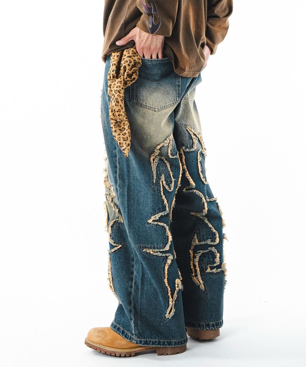 WEGO 【ユニセックス着用ITEM】フリンジデニムパンツ 