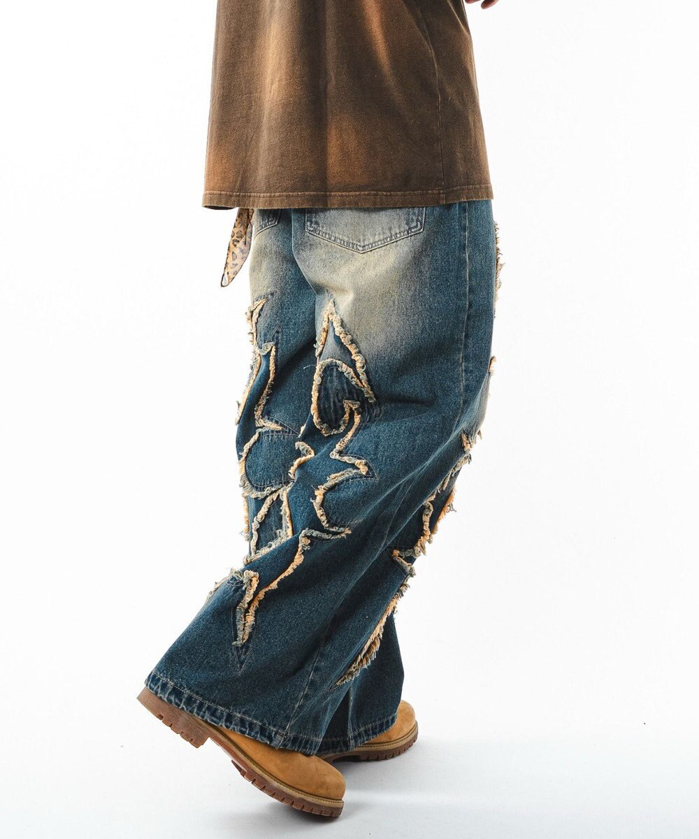 WEGO 【ユニセックス着用ITEM】フリンジデニムパンツ 