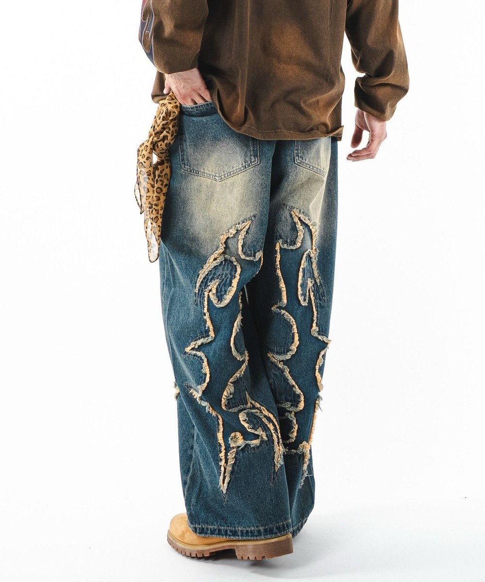 WEGO 【ユニセックス着用ITEM】フリンジデニムパンツ 