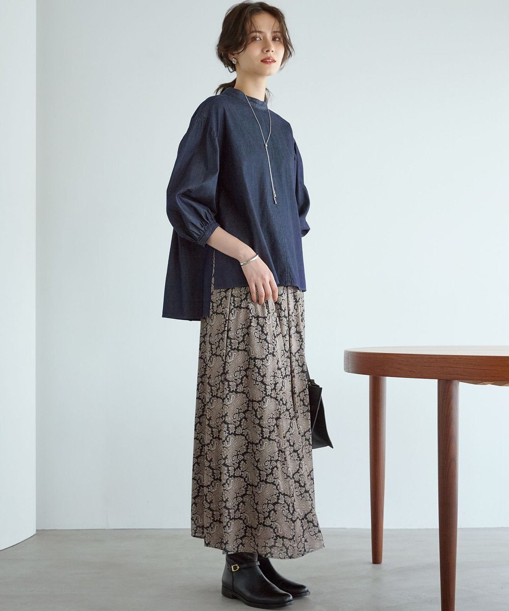 23区 【SLOW/一部店舗限定】ライトオンス デニム バックリボン ブラウス 