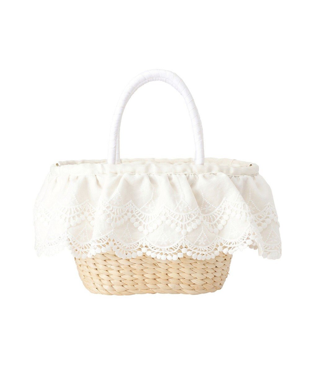 Maison de FLEUR 【2Way】レースフリルメイズ2Wayカゴバッグ 