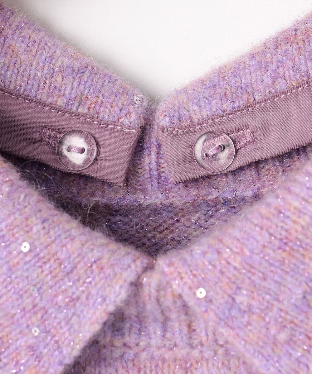 組曲 【加藤ローサさん着用 / 襟取り外し可】スパンコールヤーン 5分袖ニット 