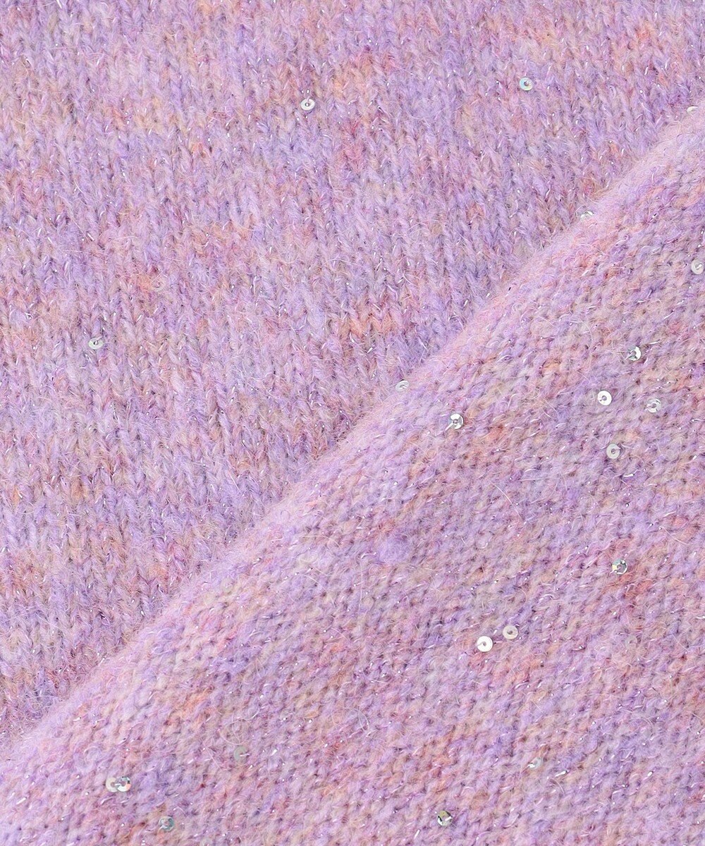 組曲 L 【加藤ローサさん着用 / 襟取り外し可】スパンコールヤーン 5分袖ニット 