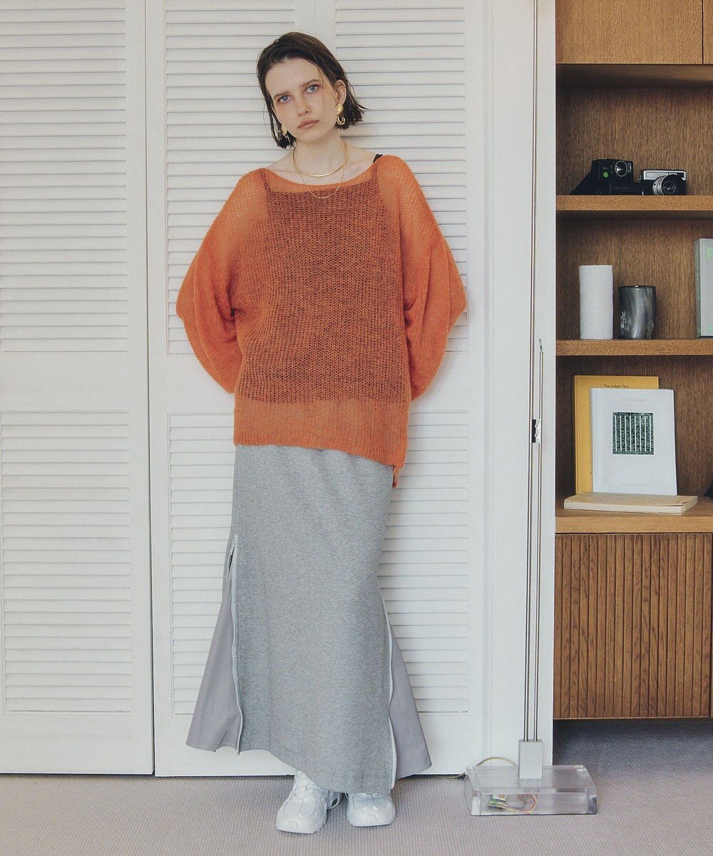 YECCA VECCA 袖シャーリングシアーニット 