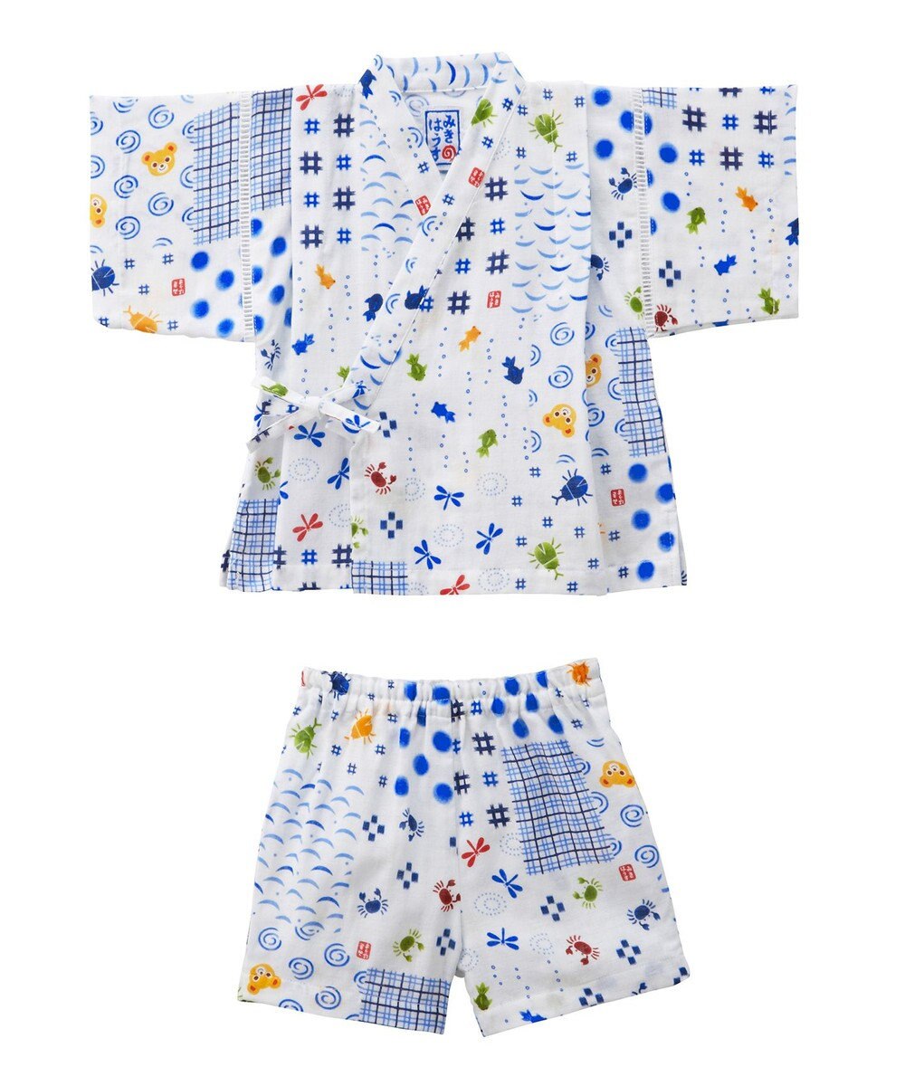 MIKI HOUSE HOT BISCUITS 【ミキハウス】【80-110cm】パッチワーク柄プッチー甚平スーツ 