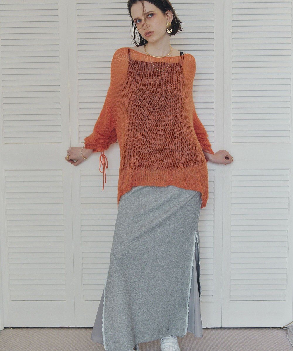 YECCA VECCA 袖シャーリングシアーニット 