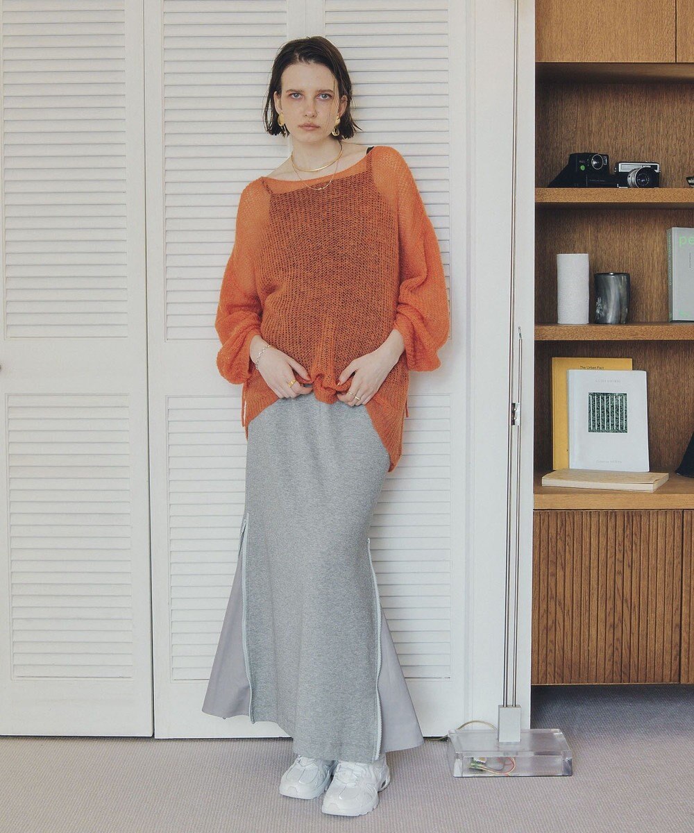 YECCA VECCA 袖シャーリングシアーニット 