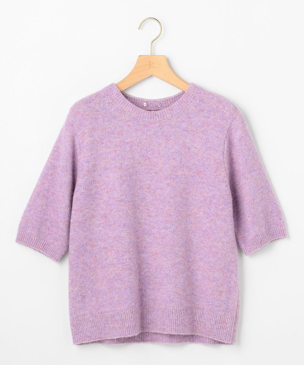 組曲 S 【加藤ローサさん着用 / 襟取り外し可】スパンコールヤーン 5分袖ニット 