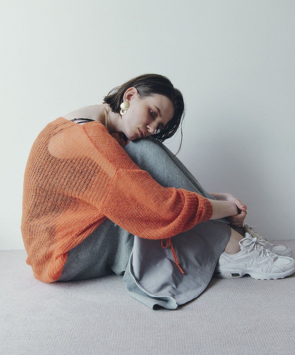 YECCA VECCA 袖シャーリングシアーニット 