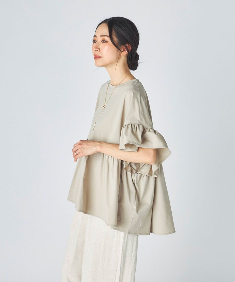 OP／FILA 【Ocean Pacific】らくティブ｜ティアード袖フレアカットソー 