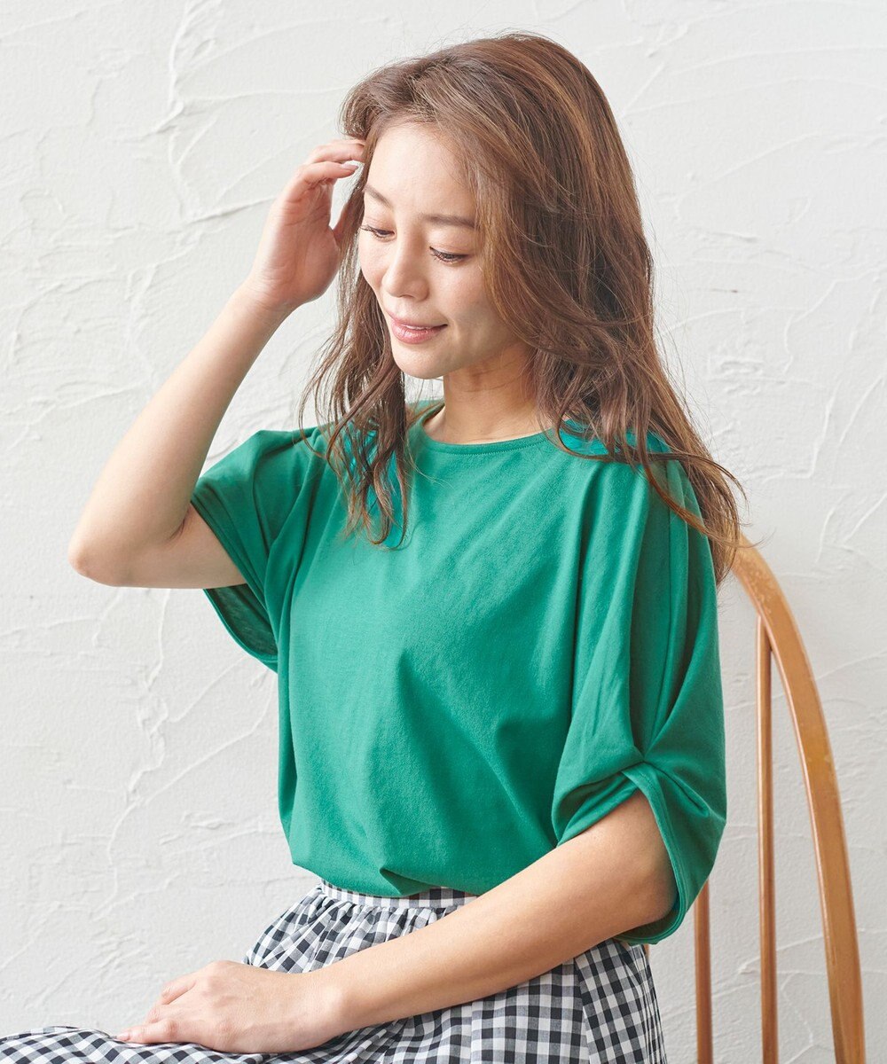 ANY 【接触冷感/UVケア/シワになりにくい】ドルマンスリーブ Tブラウス 