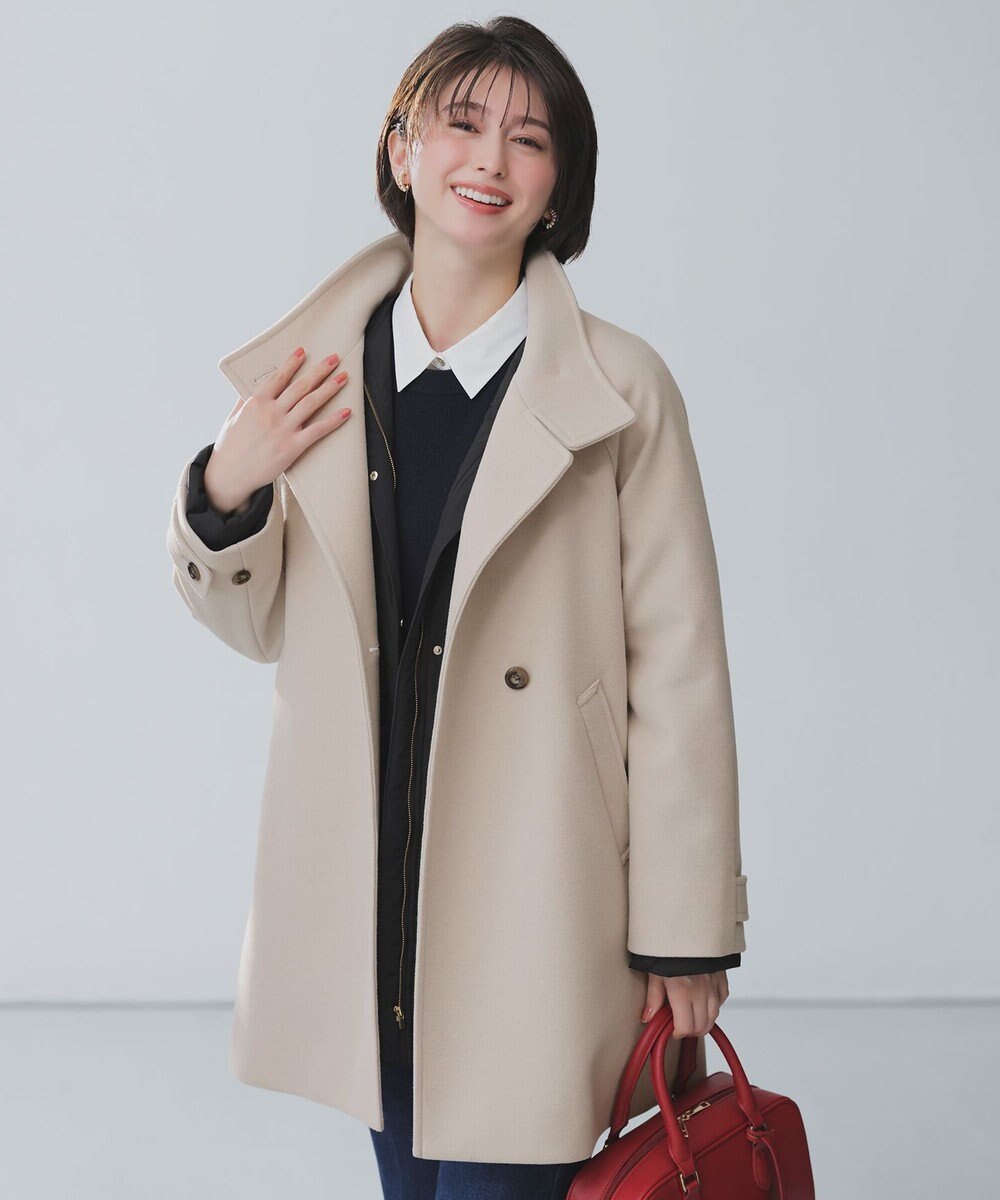 ANY SIS S ウールライクスタンドカラー ミドルコート 