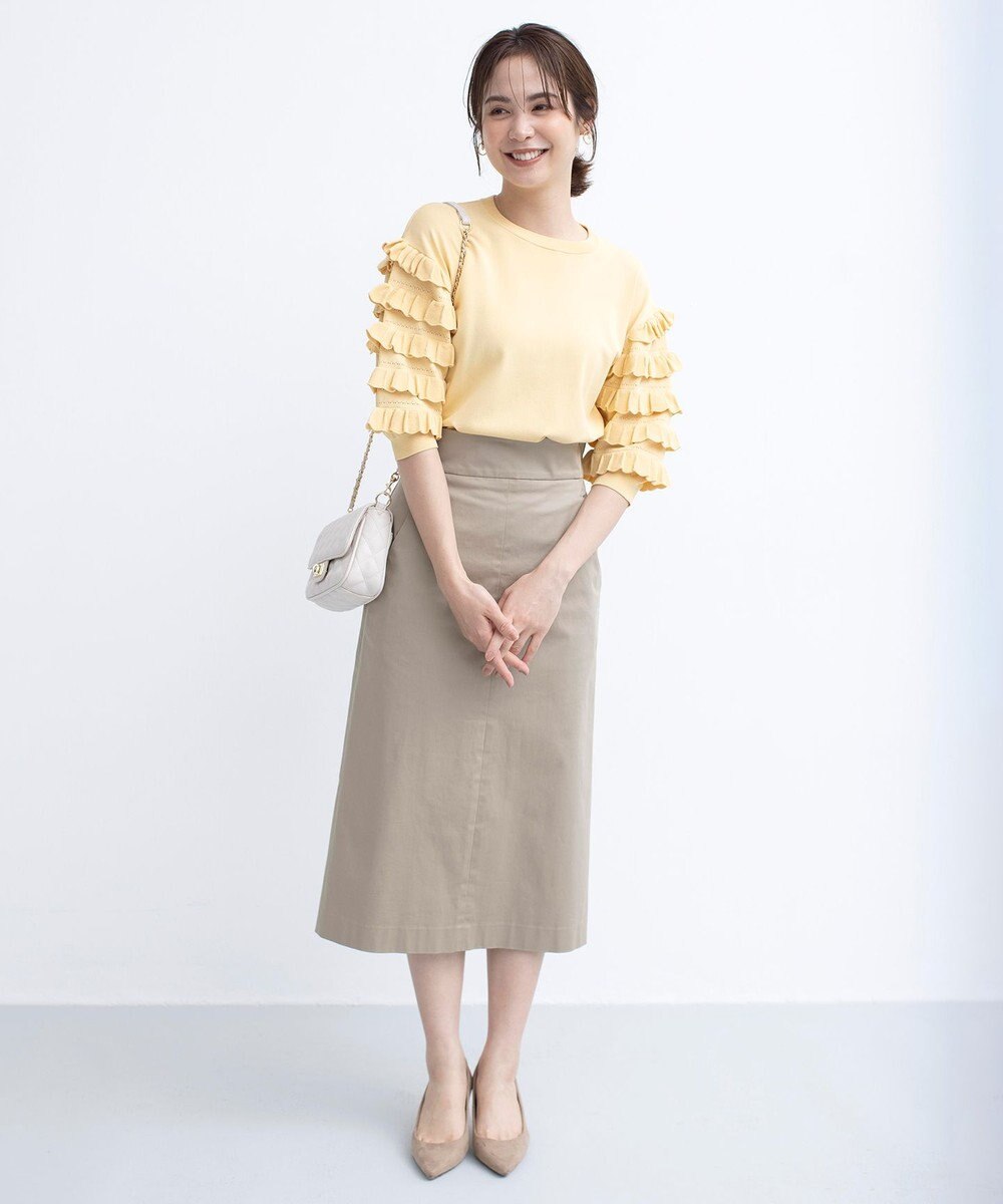 組曲 【WEB限定】サテンストレッチ Iラインスカート 