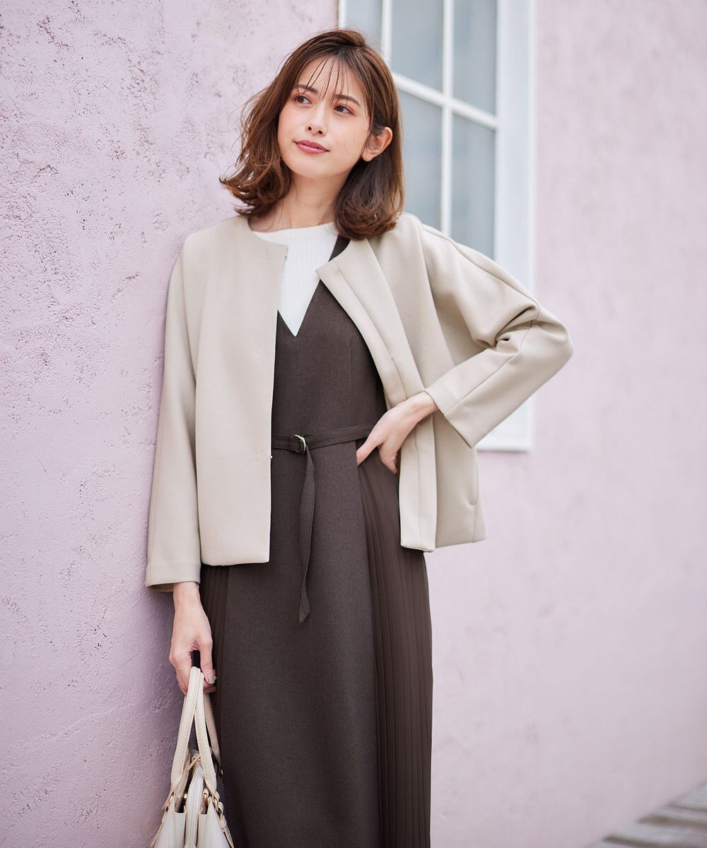 ANY SIS L 【洗える】ノーカラーダンボール ブルゾン 