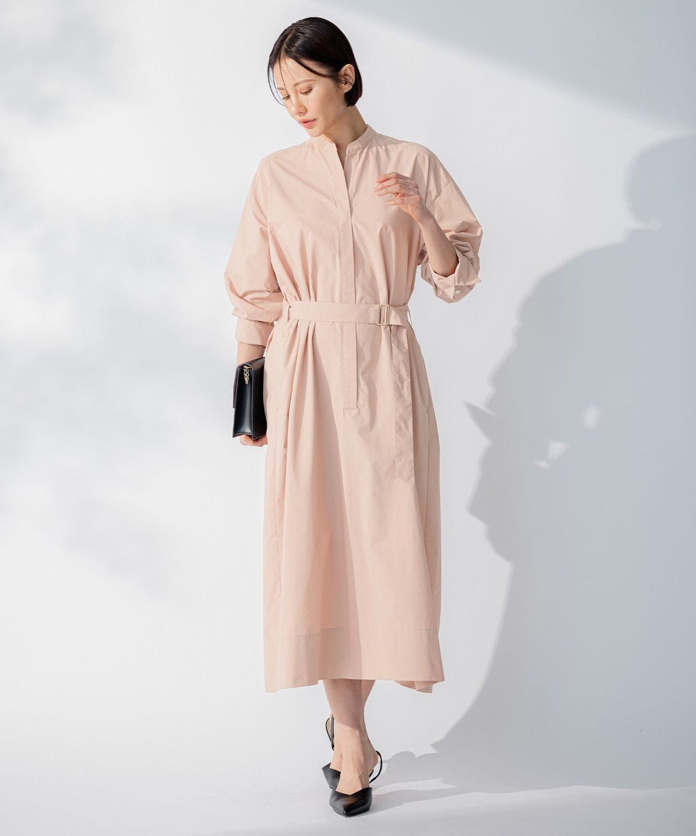 自由区 L 【洗える】ストレッチタイプライターシャツ ワンピース 