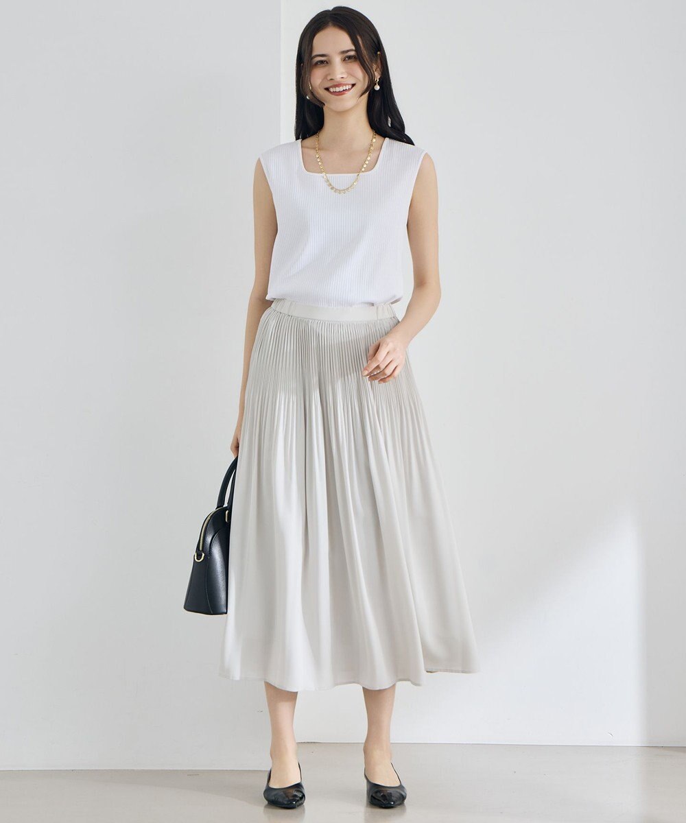 自由区 【昨年大好評・デザインアップデート・カタログ掲載・セットアップ対応・セレモニー・通勤】ライトサテンプリーツ スカートⅡ 