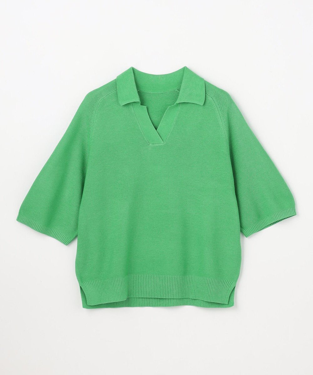 ANY L アクリルガーターポロ衿ニット 
