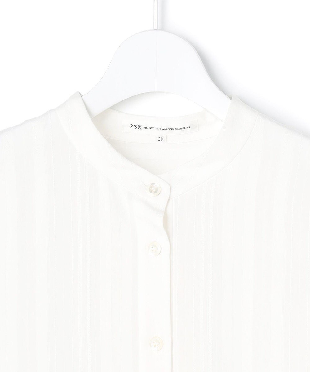 23区 【先行予約】ドビーストライプ バックタック フレアブラウス 