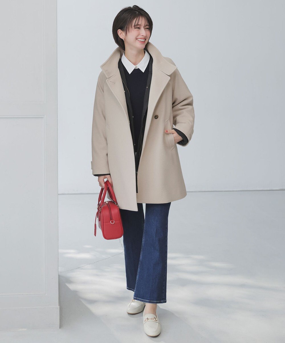 ANY SIS S ウールライクスタンドカラー ミドルコート 