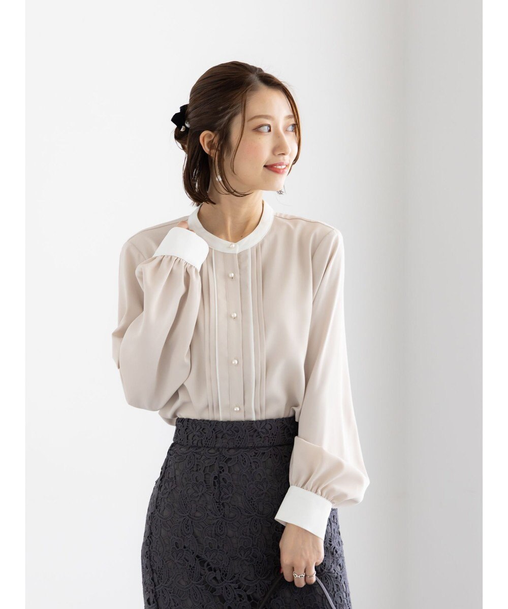 Te chichi パール釦フロントタックブラウス 