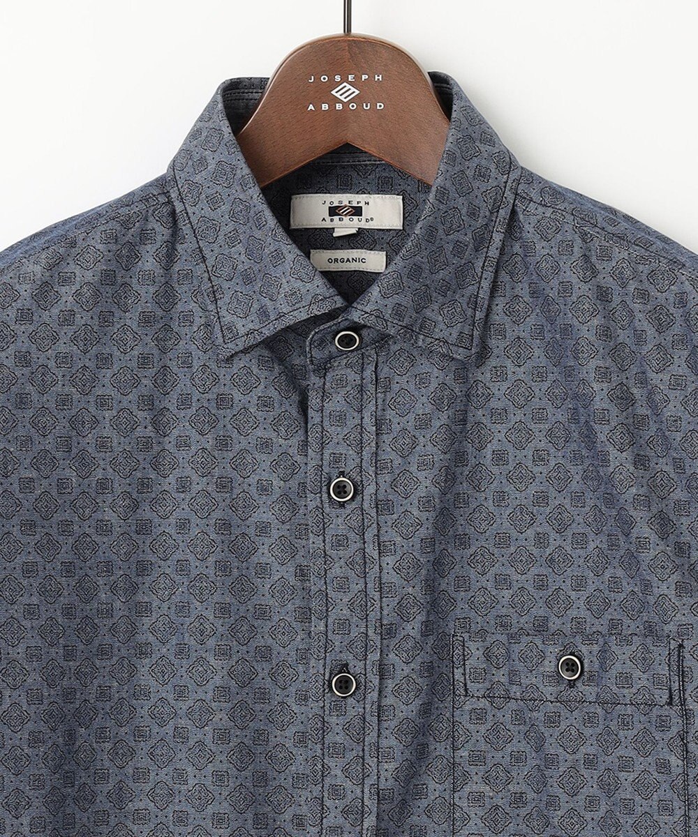 JOSEPH ABBOUD 【オーガニックコットン】ダンガリープリント シャツ 