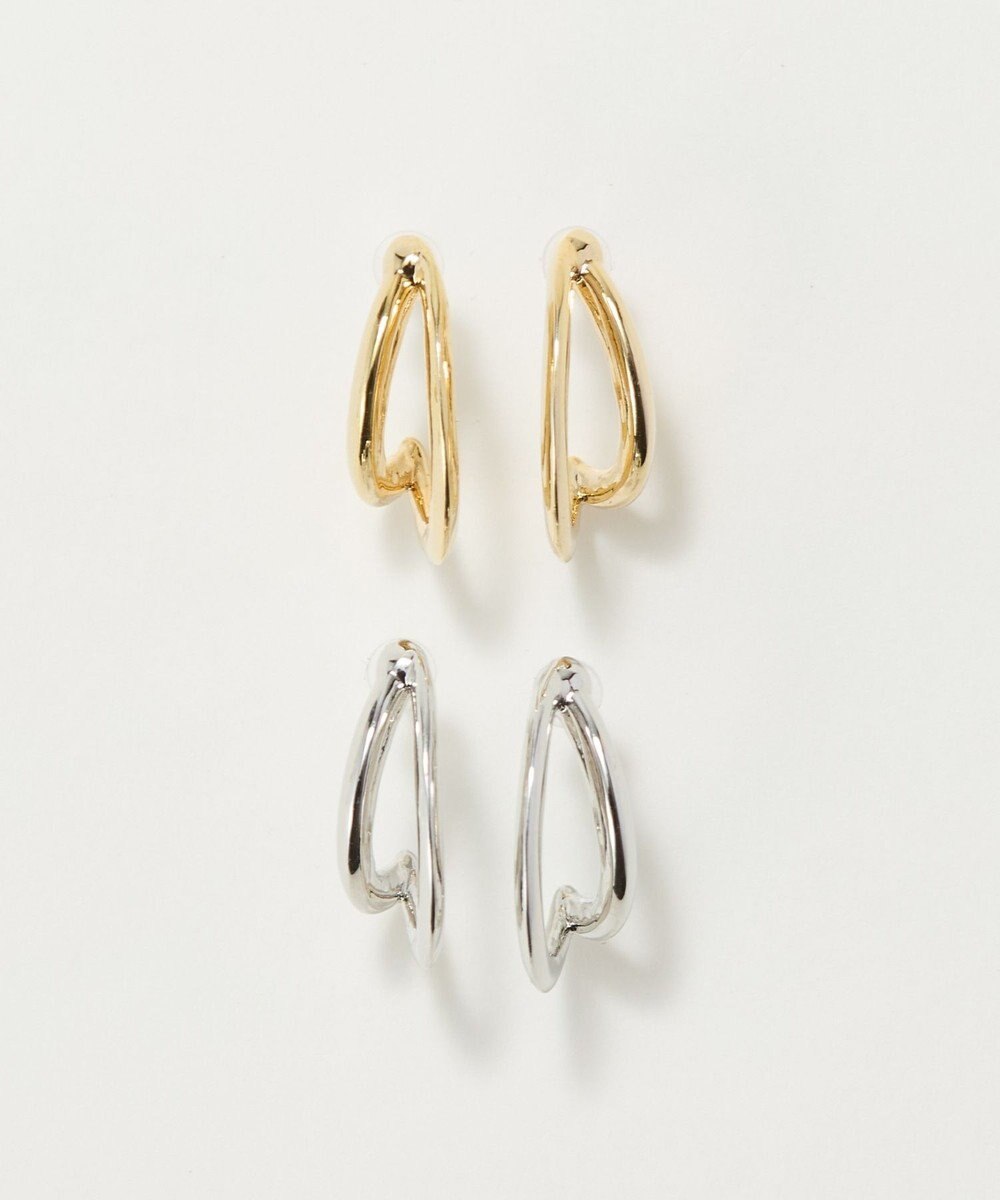 Phoebe 〈アレルギー対応〉ベーシックダブルフープセラミックピアス　シルバー 